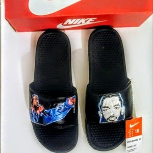 Custom Nipsey Hustle Nike benassi slides shoes